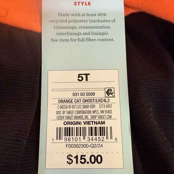 Orange and Black Long Sleeve Dress with Cat Design Halloween dress NWT Size 5T - Picture 9 of 10